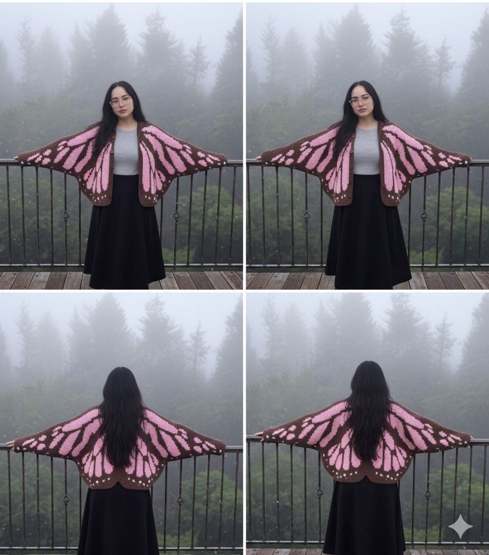 butterfly cardigan-sweater crochet pattern & tutorial combo